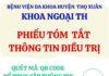 PHIẾU TÓM TẮT THÔNG TIN ĐIỀU TRỊ